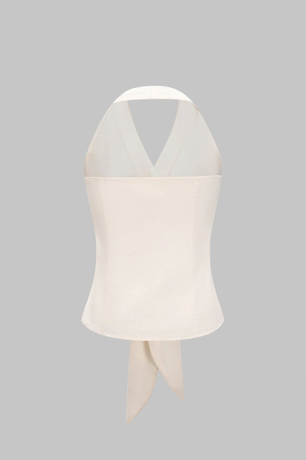 V-Neck Halter Neck Ruched Tie-Up Sleeveless Cami Top