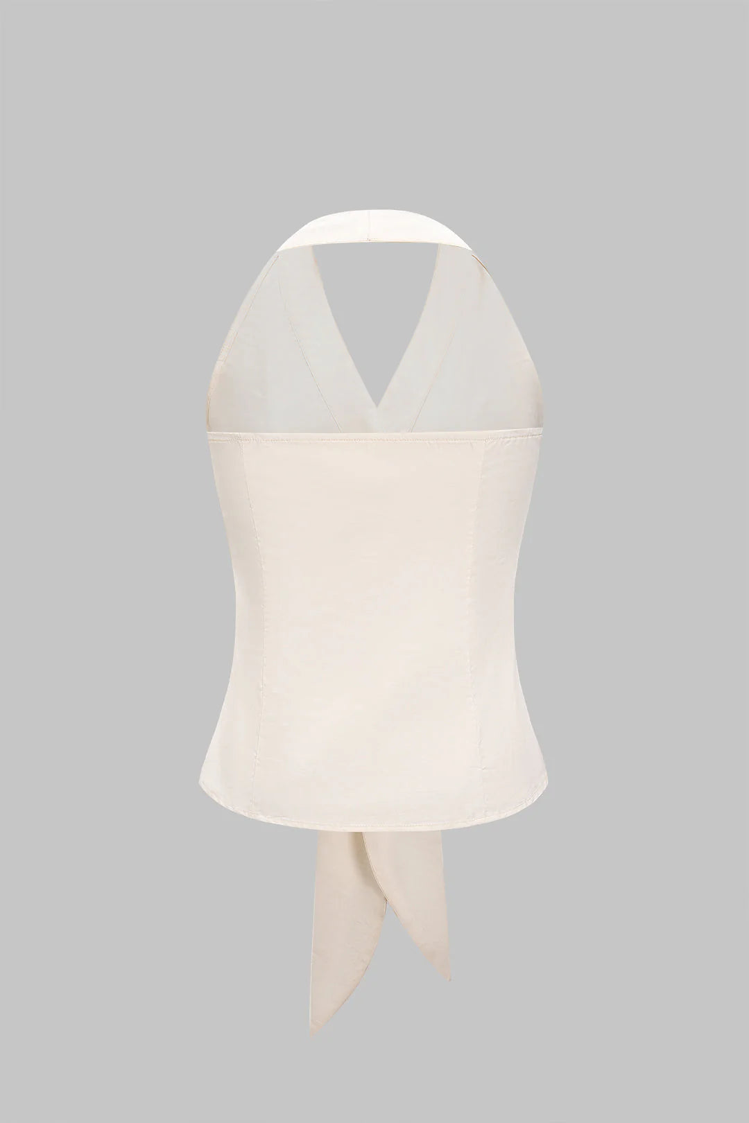 V-Neck Halter Neck Ruched Tie-Up Sleeveless Cami Top