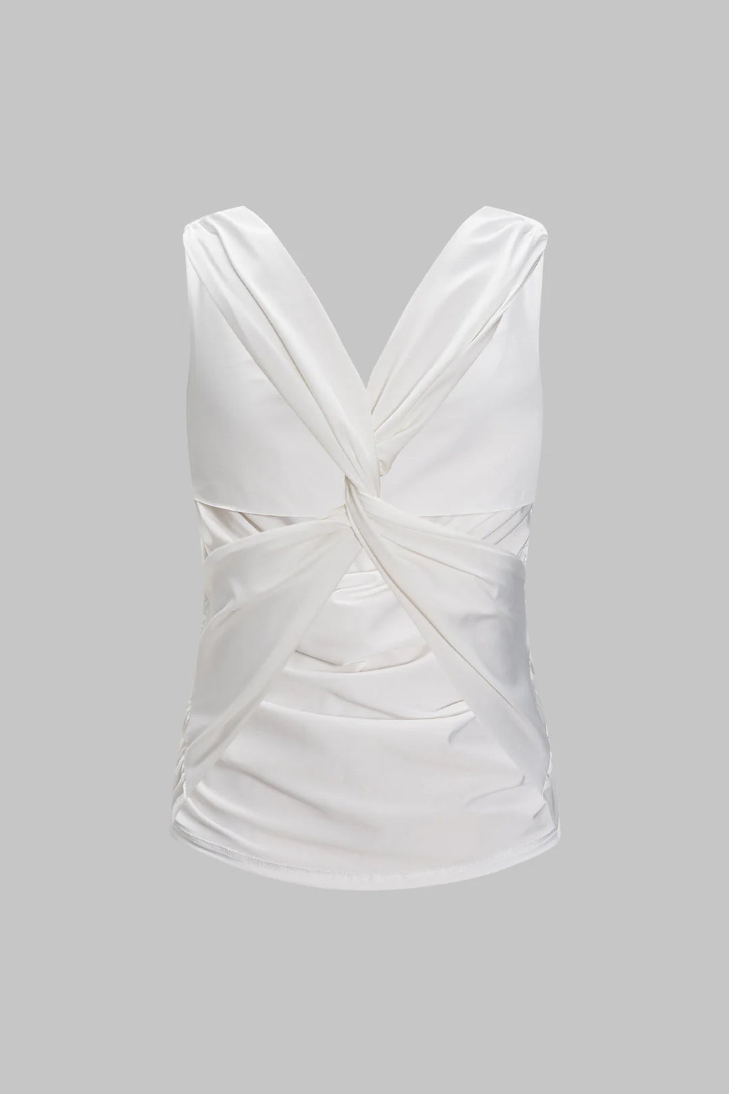 V-Neck Cowl Neck Backless Ruched Tank Top