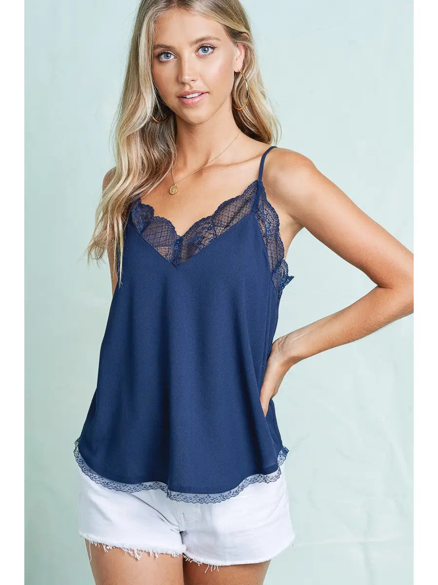 Low Light Satin Lace Top